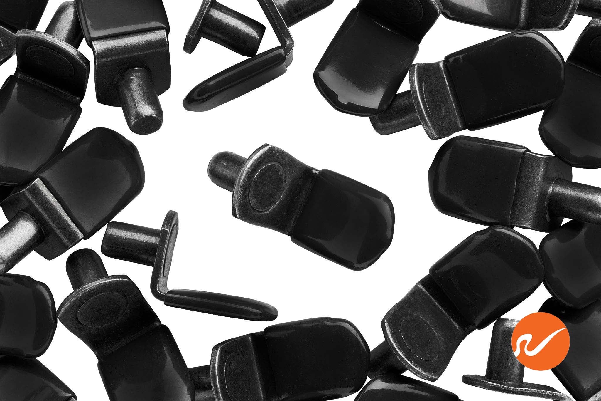 1/4" Matte Black "L" Shelf Pins w/ vinyl