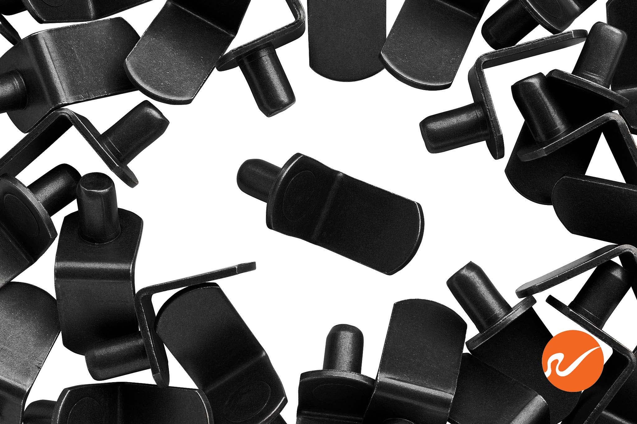 1/4" Matte Black "L" Shelf Pins