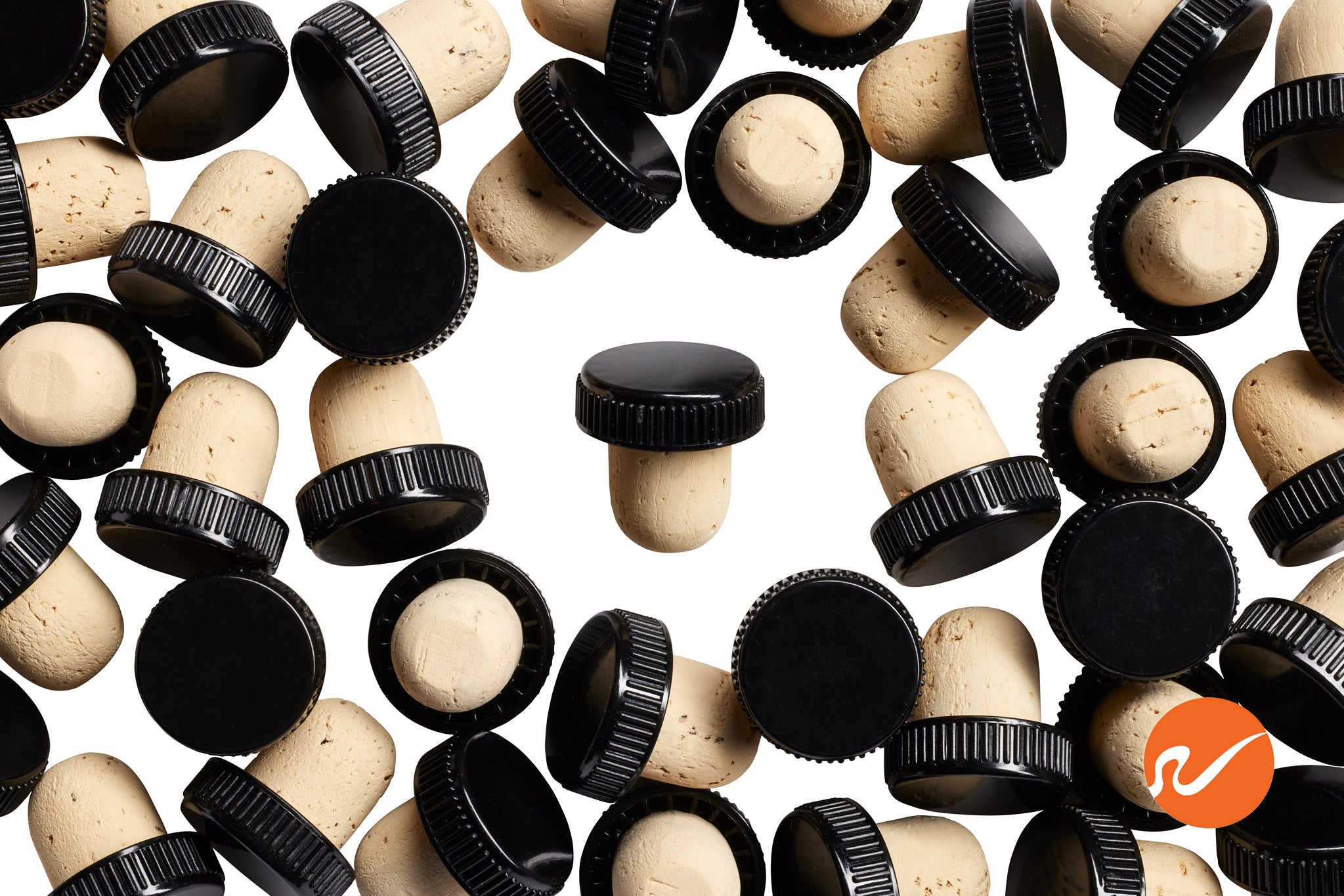 19.5mm Natural T-Corks with Black Tops - WidgetCo