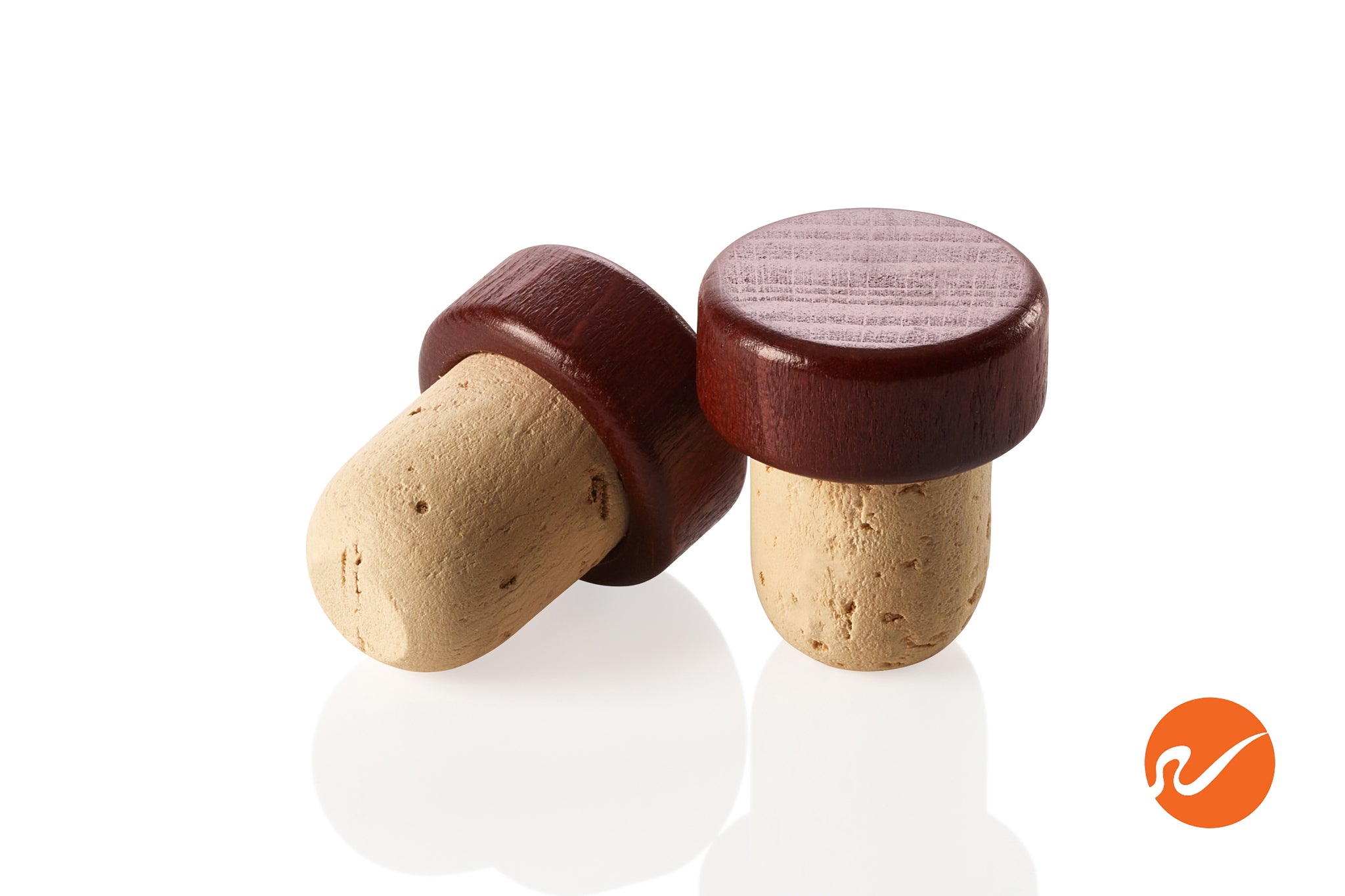 19.5mm Natural T-Corks with Dark Wood Tops - WidgetCo