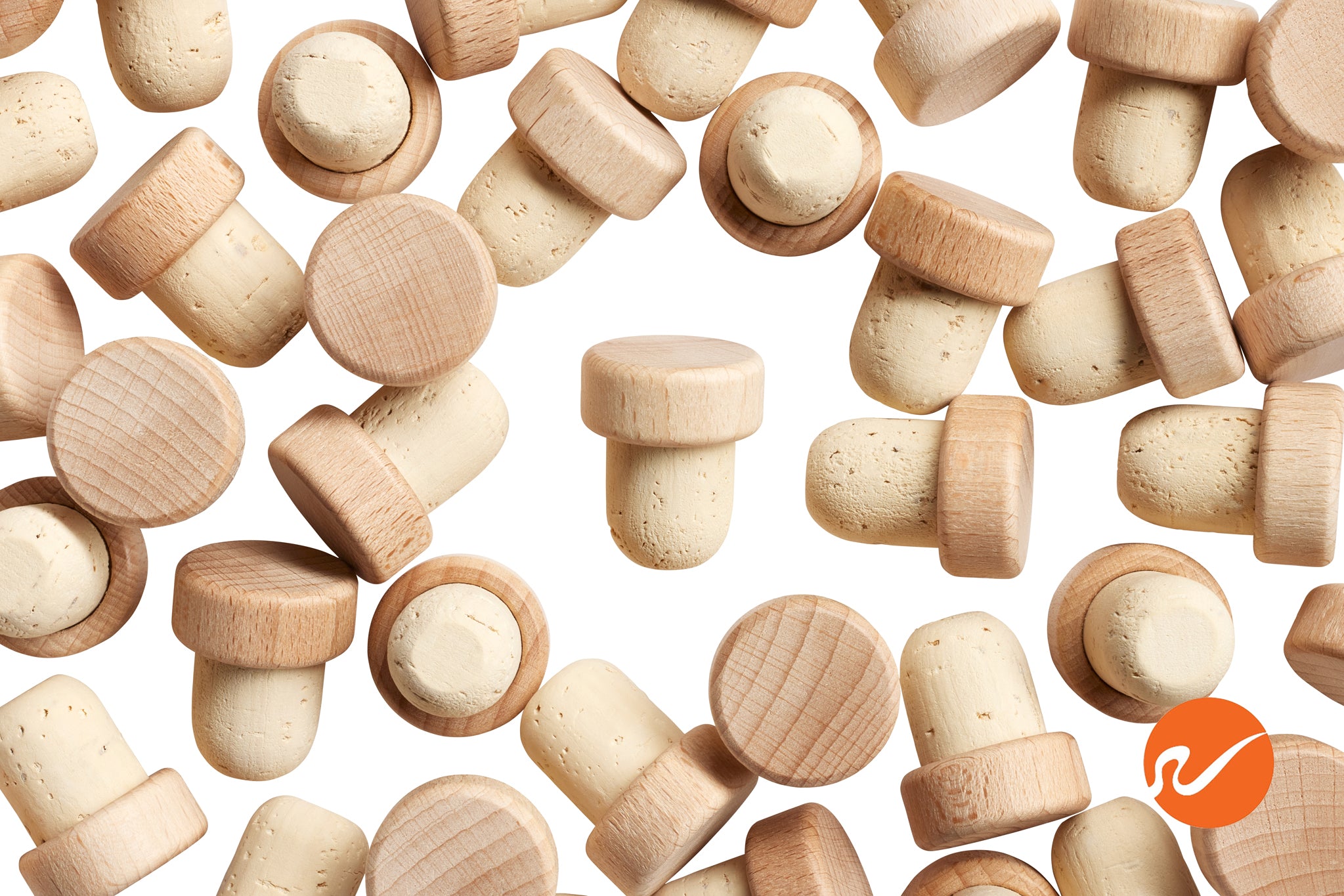 19.5mm Natural T-Corks with Wood Tops - WidgetCo