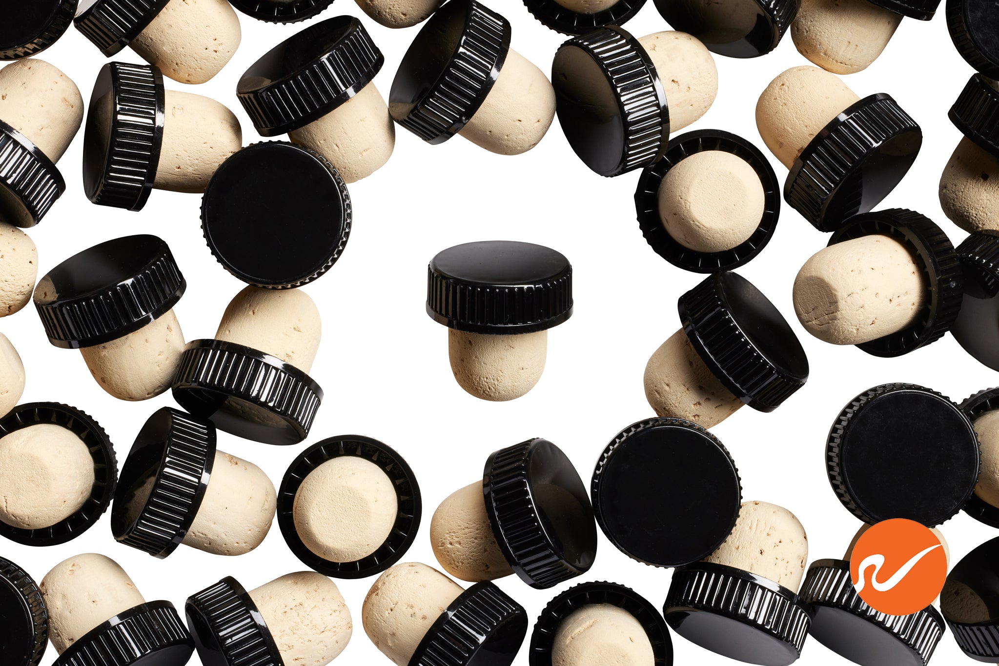 20.5mm Natural T-Corks with Black Tops - WidgetCo