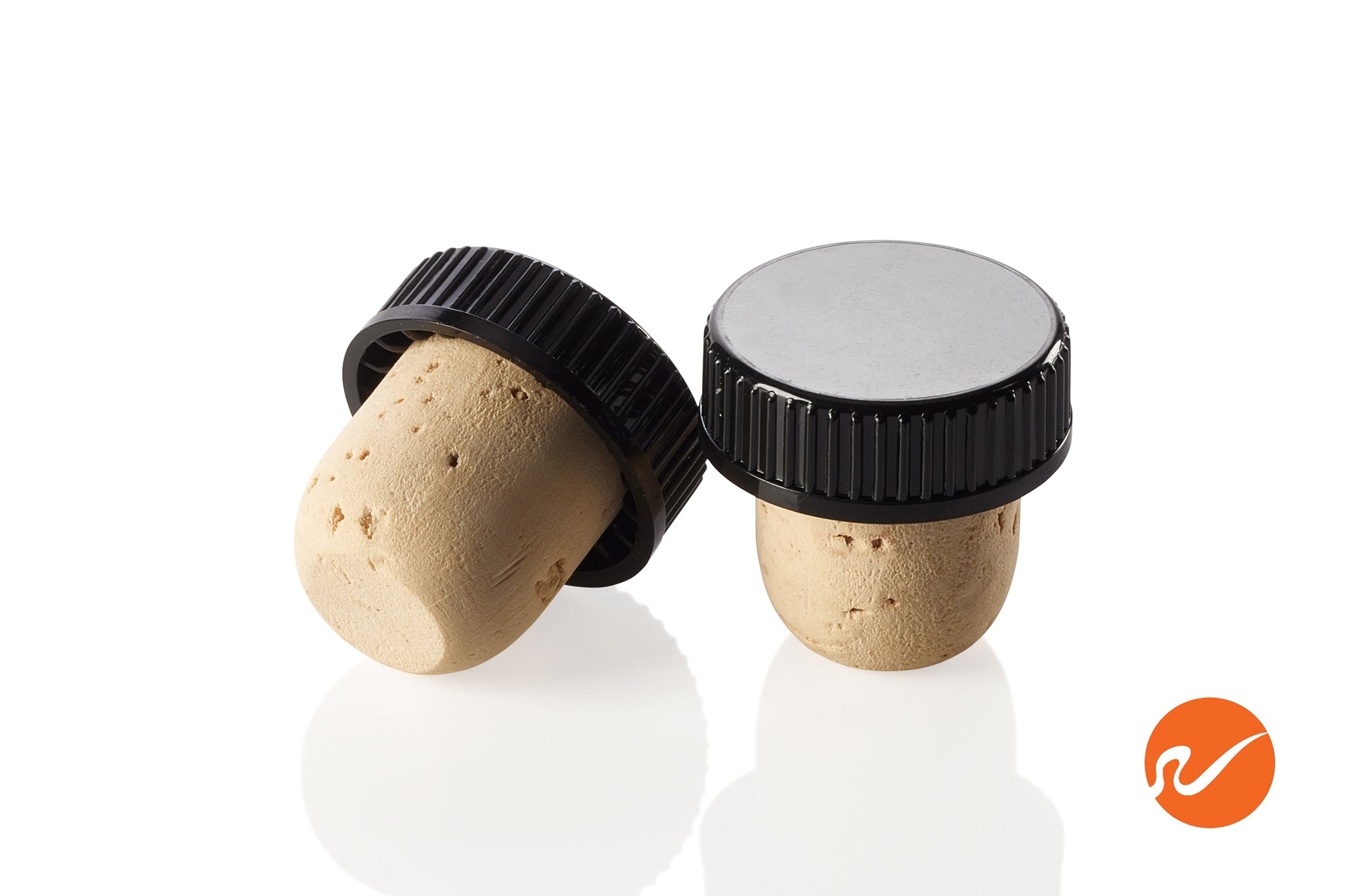 21.5mm Natural T-Corks with Black Tops - WidgetCo