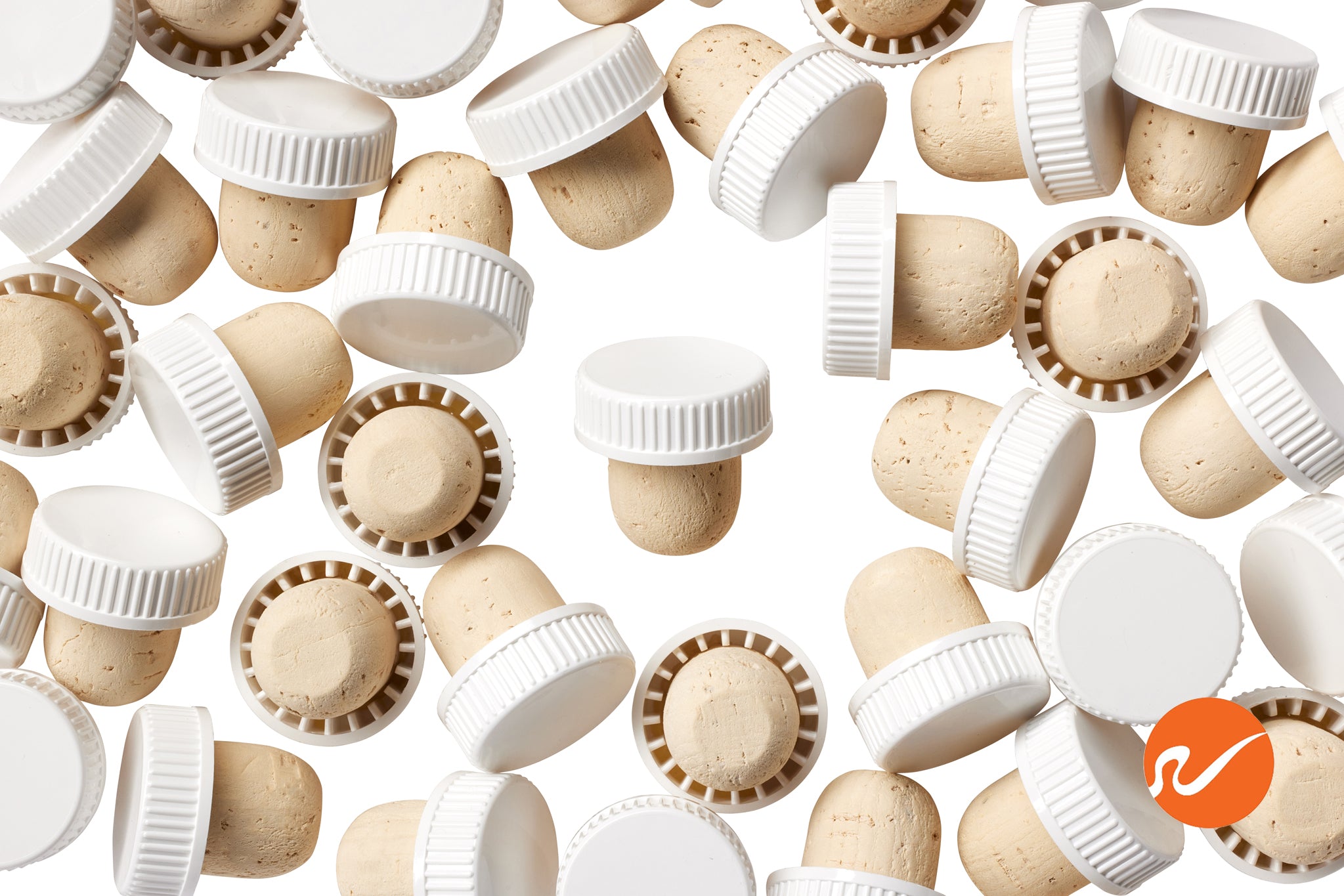 21.5mm Natural T-Corks with White Tops - WidgetCo