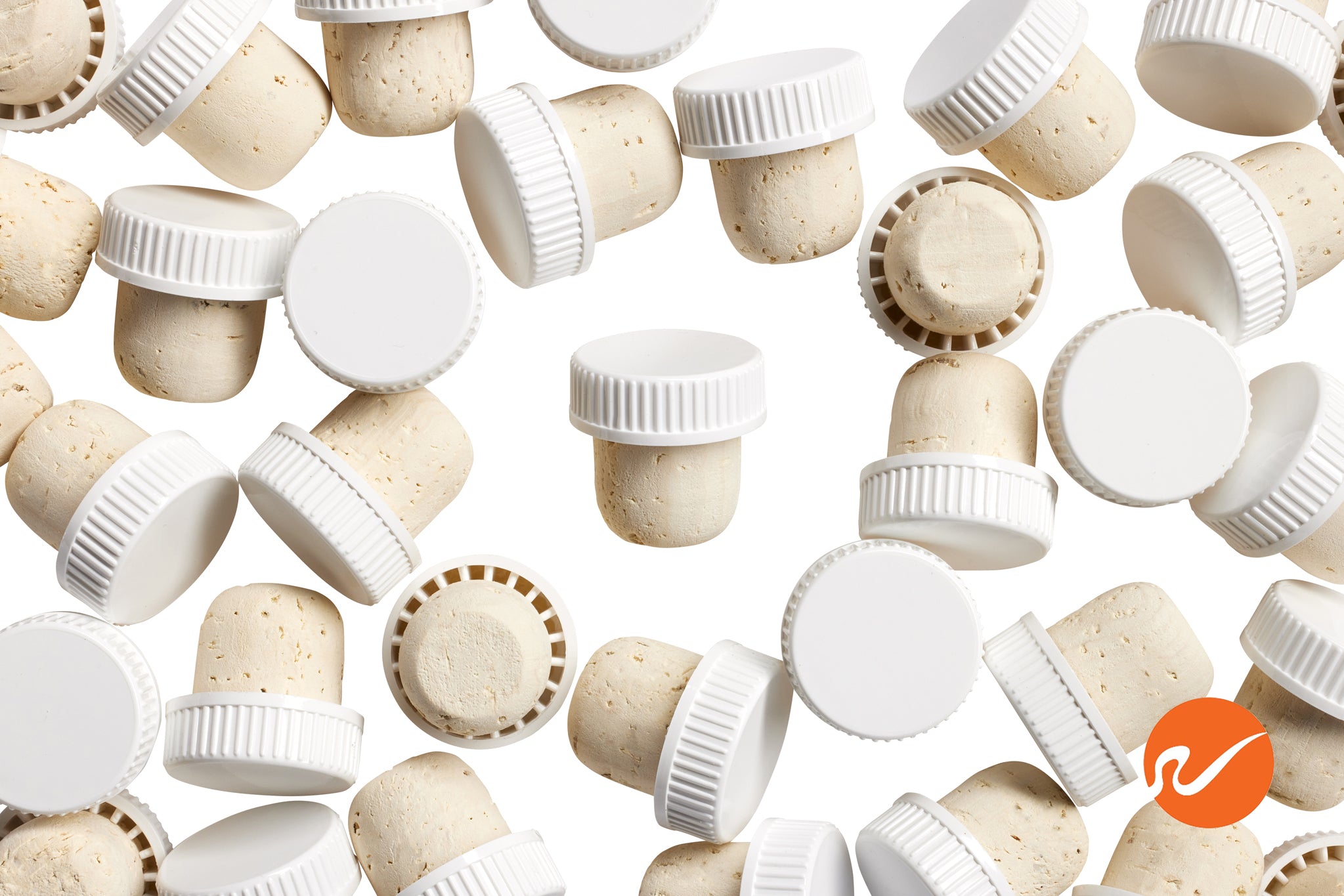 22.5mm Natural T-Corks with White Tops - WidgetCo