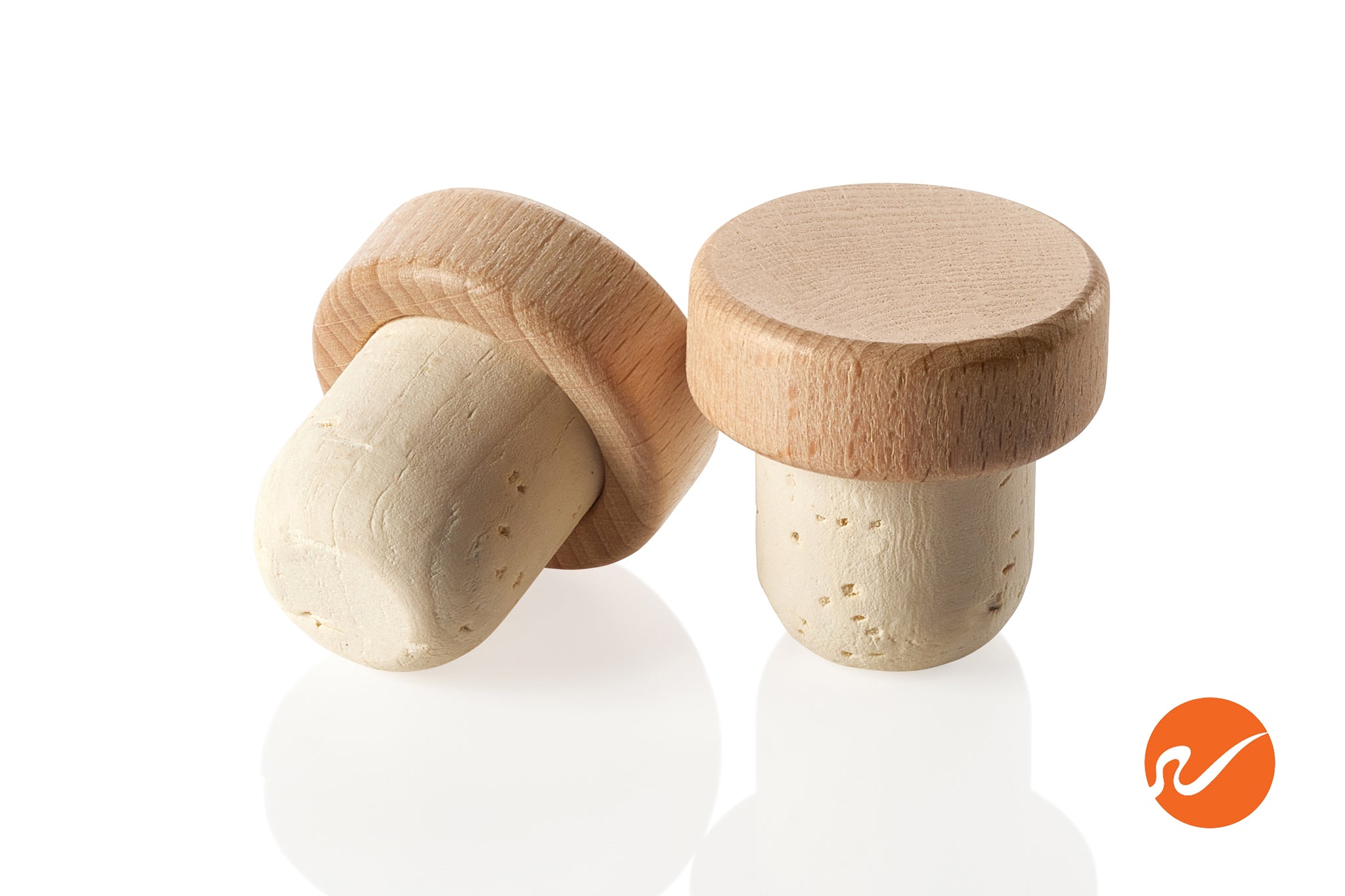 22.5mm Natural T-Corks with Wood Tops - WidgetCo
