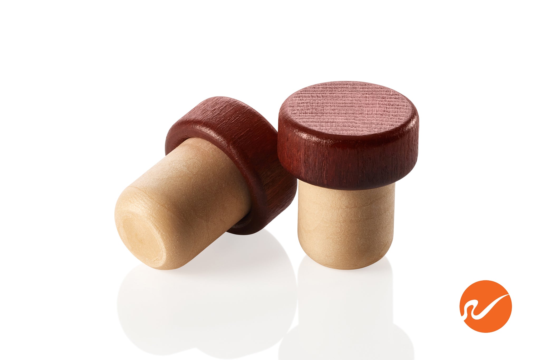 19.5mm Synthetic T-Corks with Dark Stain Wood Tops - WidgetCo