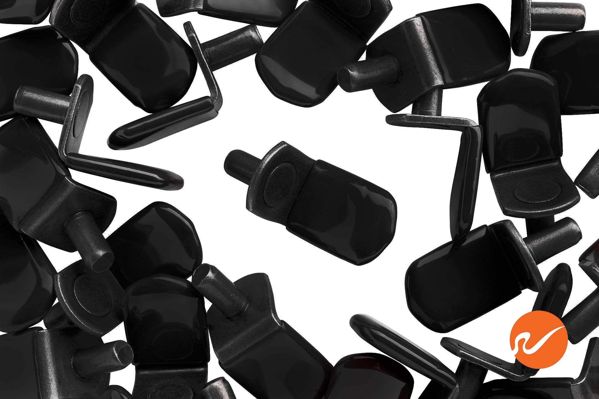 5mm Matte Black "L" Shelf Pins w/ vinyl