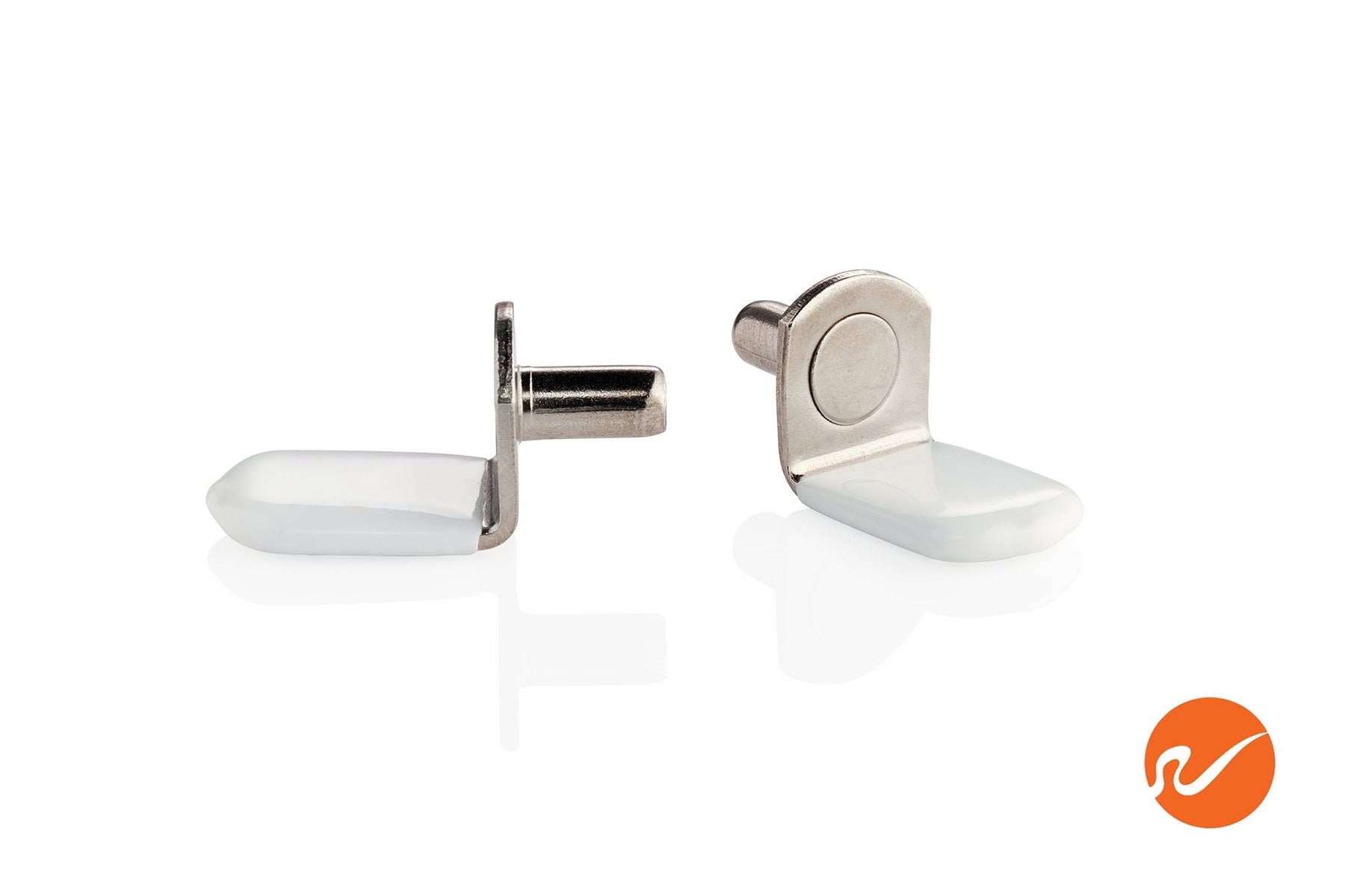 5mm Nickel Lshaped Shelf Pins with white vinyl WidgetCo