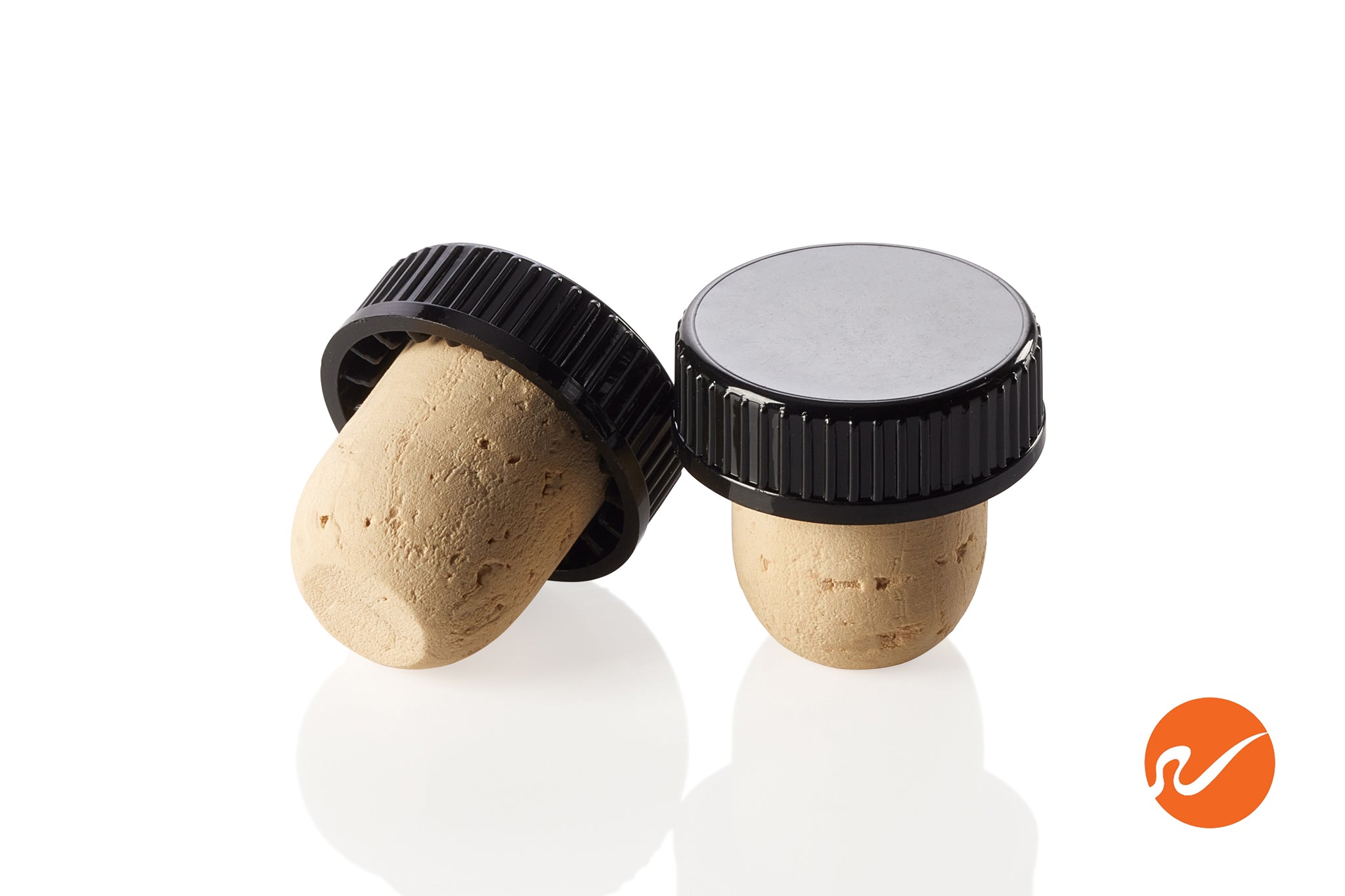 20.5mm Natural T-Corks with Black Tops - WidgetCo