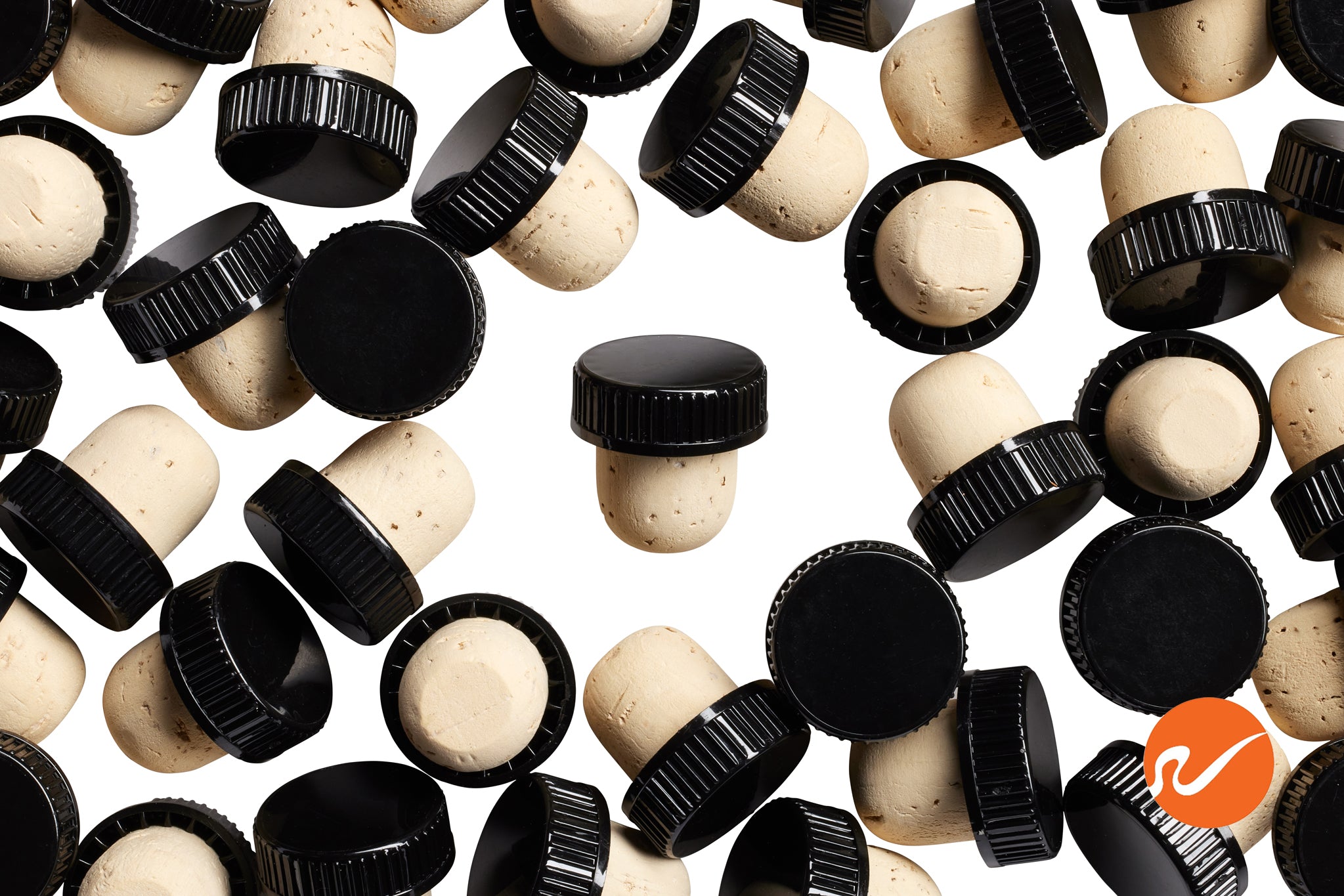 21.5mm Natural T-Corks with Black Tops - WidgetCo