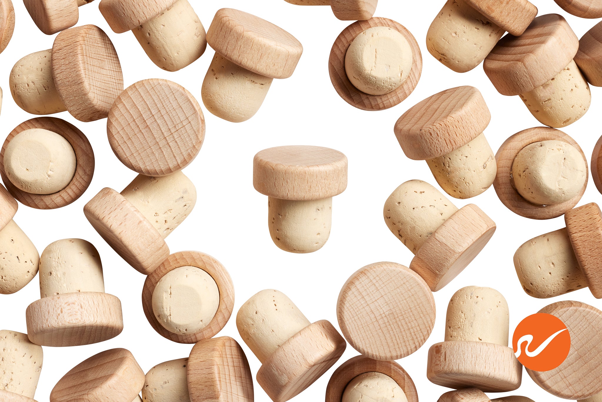 21.5mm Natural T-Corks with Wood Tops - WidgetCo